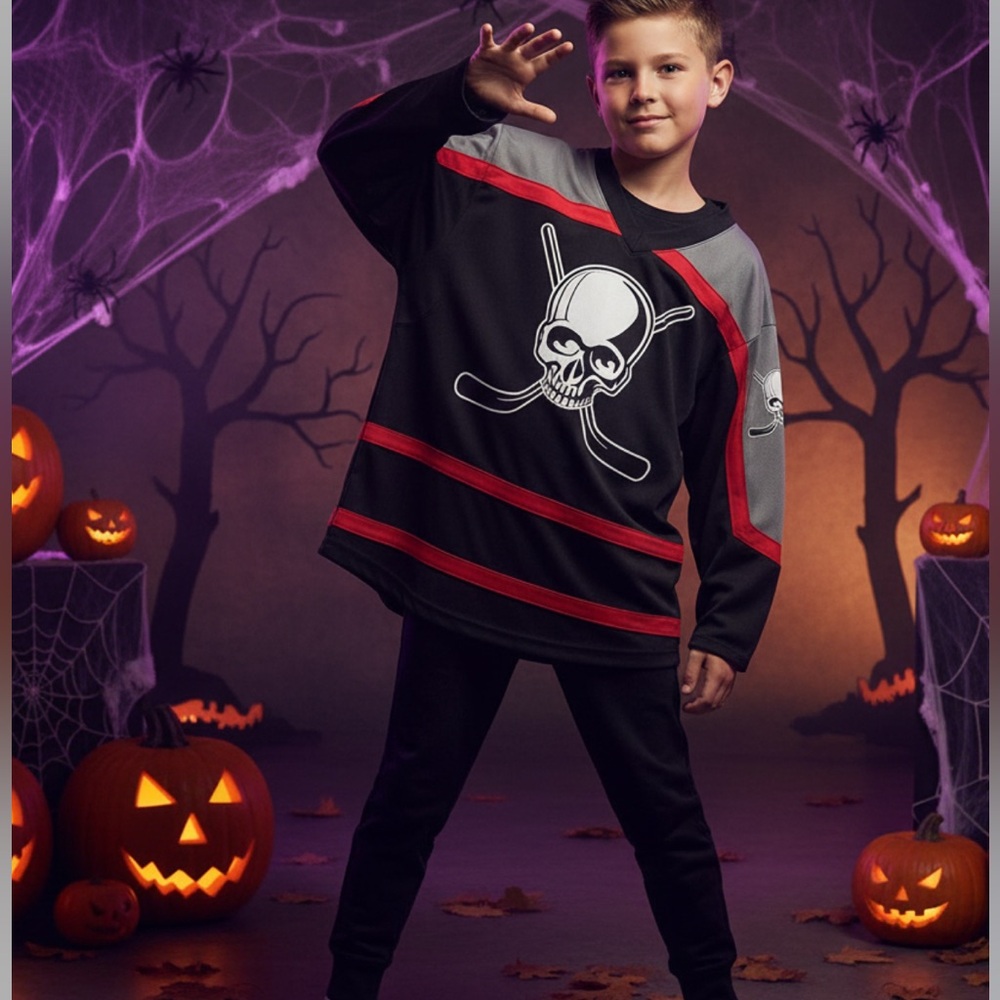 Spirit Halloween Slasher Hockey Skull “Jason” Jersey Medium Friday 13th Costume